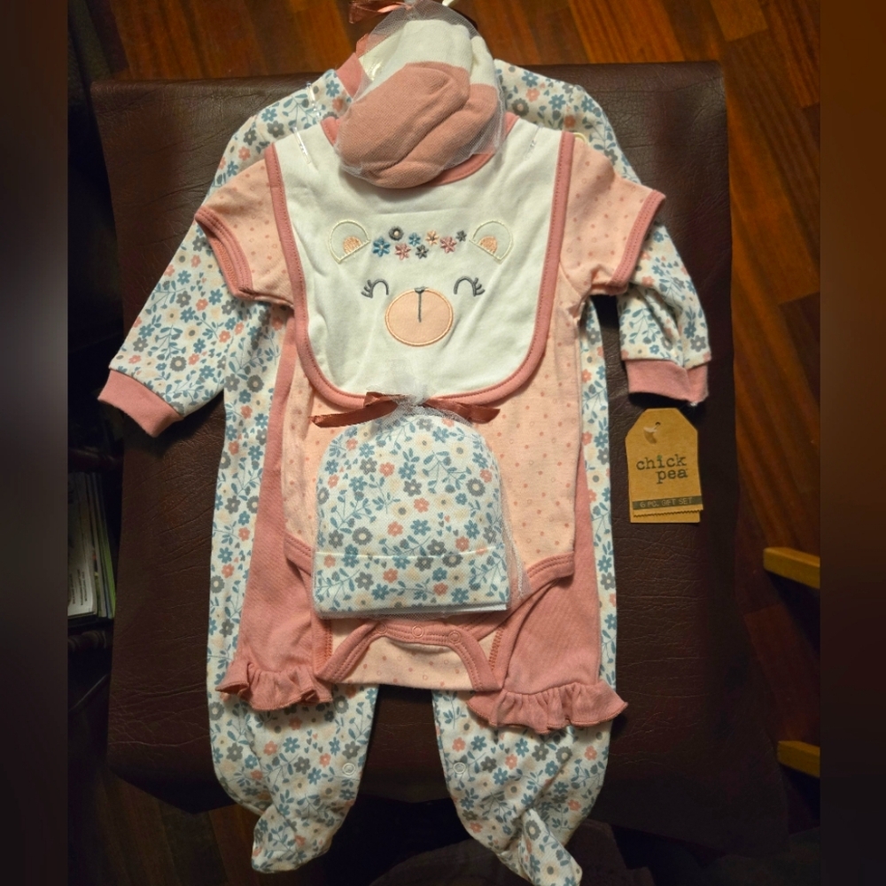 Chick Pea Pink and White Pajama Set with Cute Polka Dots and Footies
